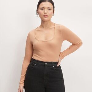 Everlane The Luxe Rib Long-Sleeve tee - Blush Pink